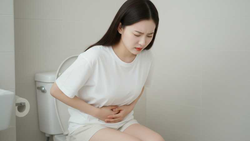 Woman cleaning toilet bowl